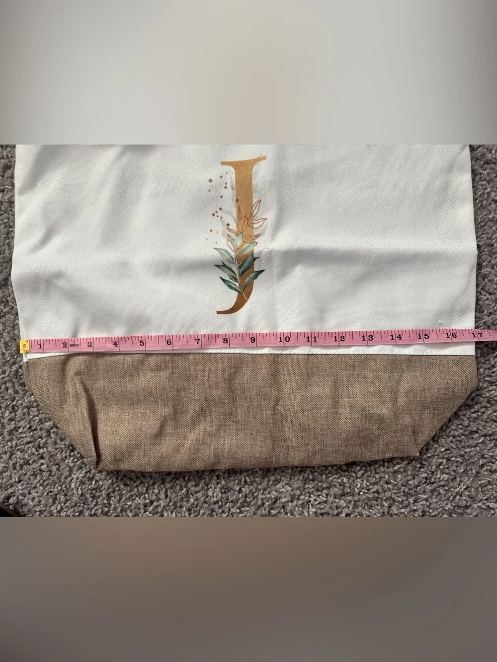 Monogram J Canvas Tote with Matching Zip Bag Accent with Botanical Motif